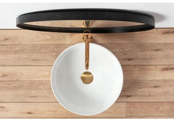 REA-U18918 - Lavoar pe blat SAMI Ø 36 cm, ceramică, alb lucios