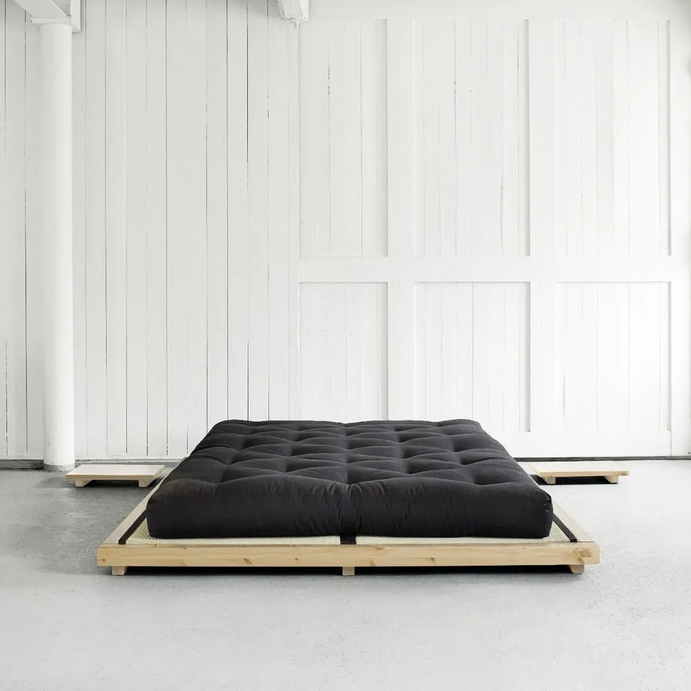 Pat matrimonial din lemn masiv de pin cu somieră 160x200 cm Dock – Karup Design