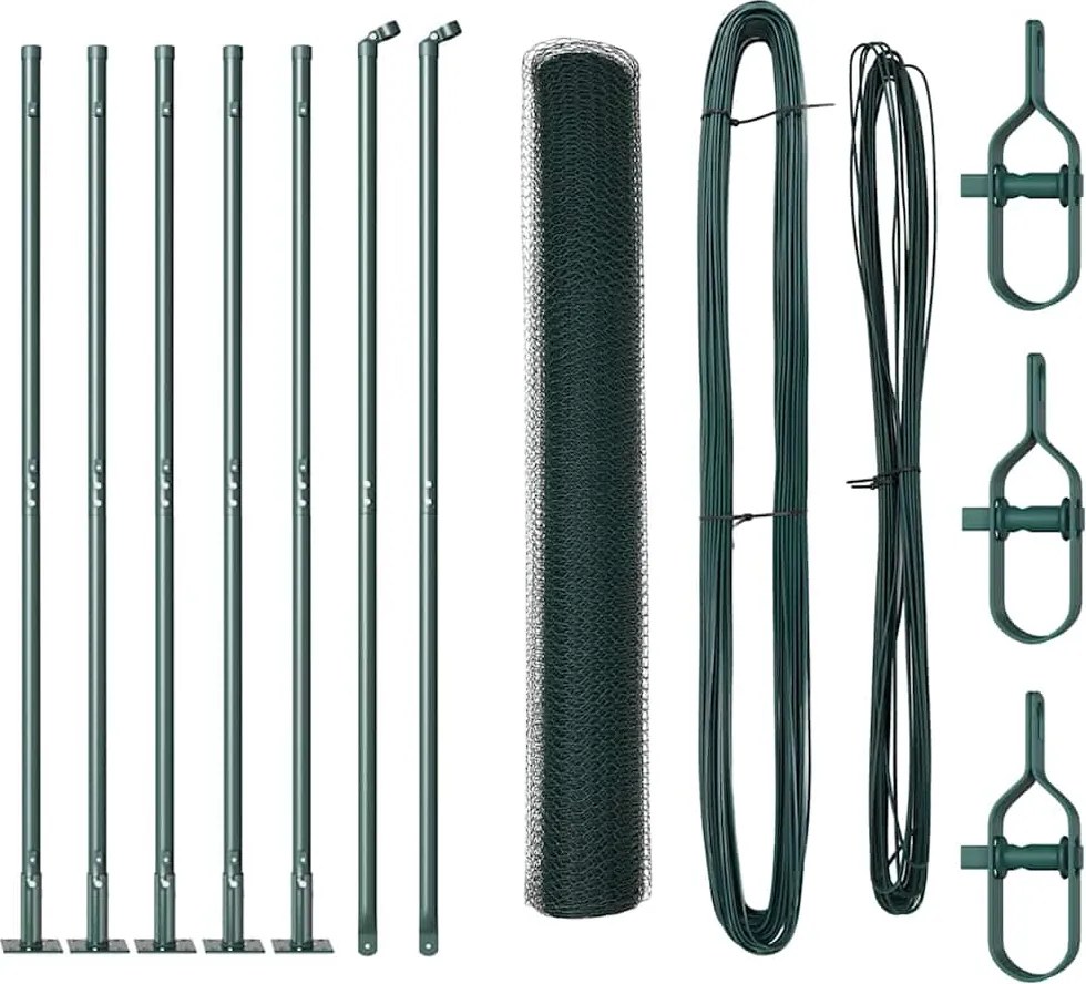 vidaXL Stâlp de gard. Verde 10 x 1,2 m (plasă de 13 mm) Oțel și PVC