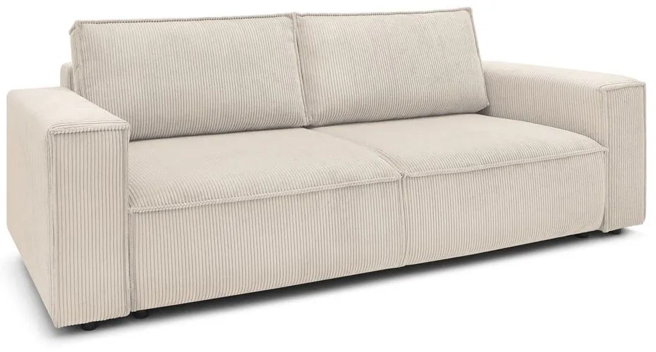 Canapea bej extensibilă cu tapițerie din catifea reiată 245 cm Nihad – Bobochic Paris