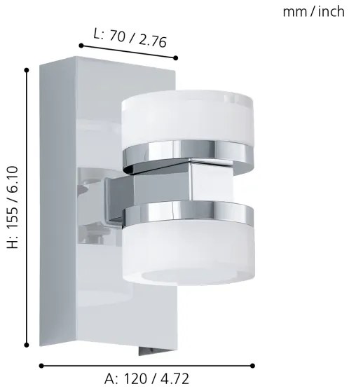 Eglo 96541 - LED Aplica perete baie ROMENDO 1 2xLED/7,2W/IP44