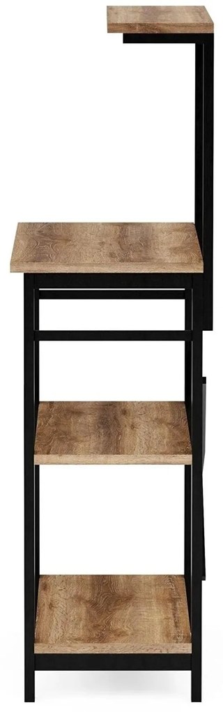 Raft Bucatarie Adore, 4 rafturi, Lemn Natural - Alb, 60 x 128 x 40 cm