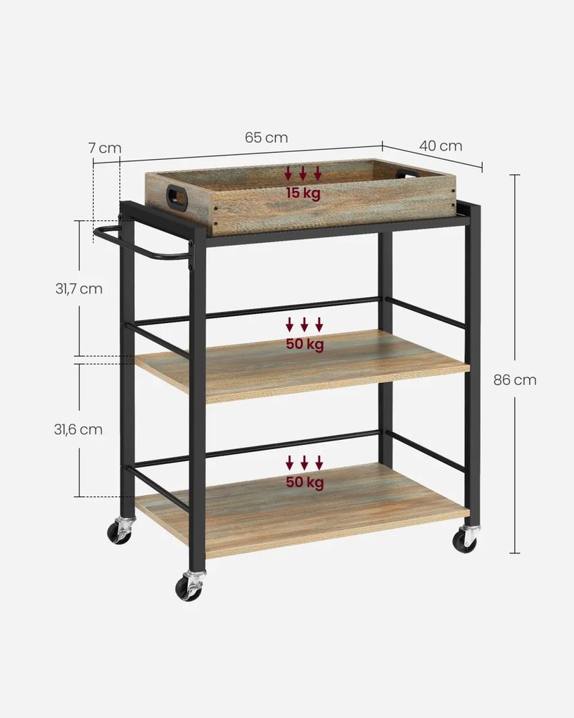 Carucior servire Vasagle Maro 72x40x86 cm