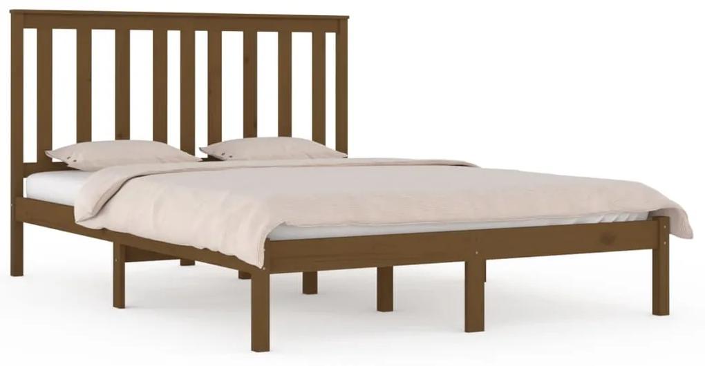 3103866 vidaXL Cadru de pat, maro miere, 200x200 cm, lemn masiv de pin