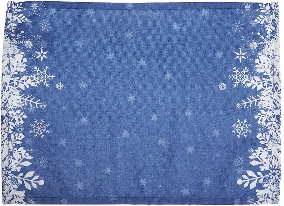 Set 2 suporturi farfurie cu model de Crăciun Apolena Honey Snowflakes, 33 x 45 cm, albastru