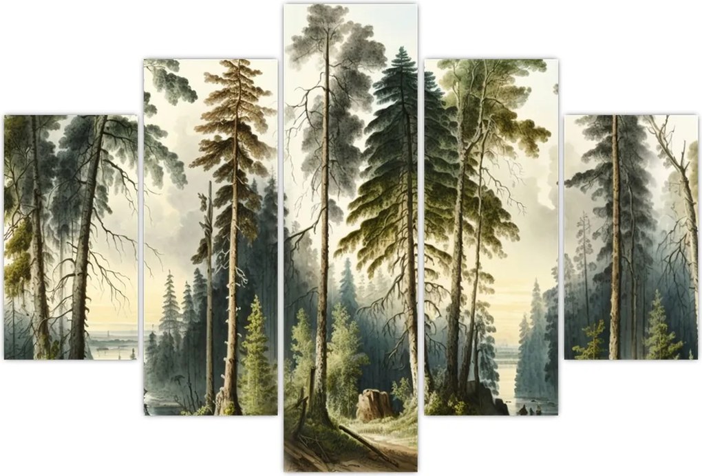 Tablou - Peisaj de epocă de păduri (150x105 cm)