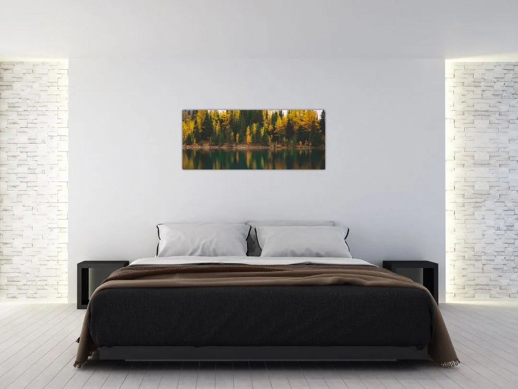 Tablou cu lac de pădure (120x50 cm)