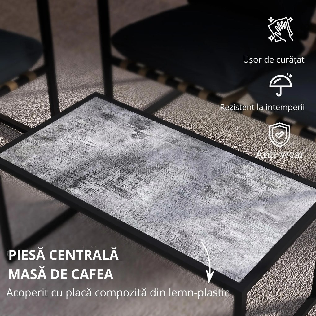 Outsunny set mobilier grădină 4 piese, 2 fotolii, canapea 2 persoane, masă, perne incluse, gri | Aosom Romania