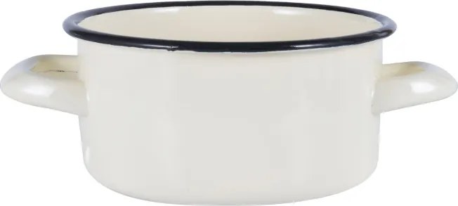 Bol emailat cu manere Rosberg R54518J14, Ø14x6,8 cm, Alb