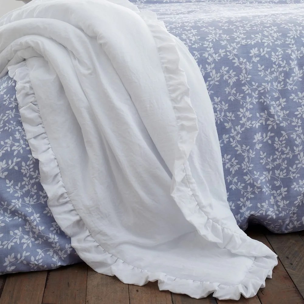 Cuvertură albă pentru pat dublu 220x230 cm Soft Washed Frill – Bianca