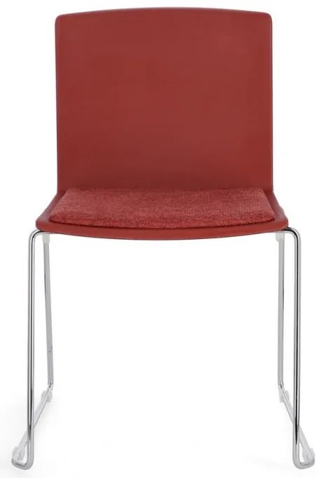 Scaun rosu, cu picioare cromate, 43.5x50x79 cm, Giulia, Yes