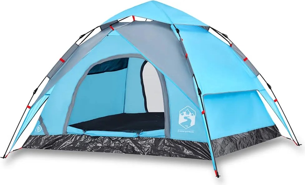 vidaXL Cort de camping cupolă 3 persoane, setare rapidă, albastru