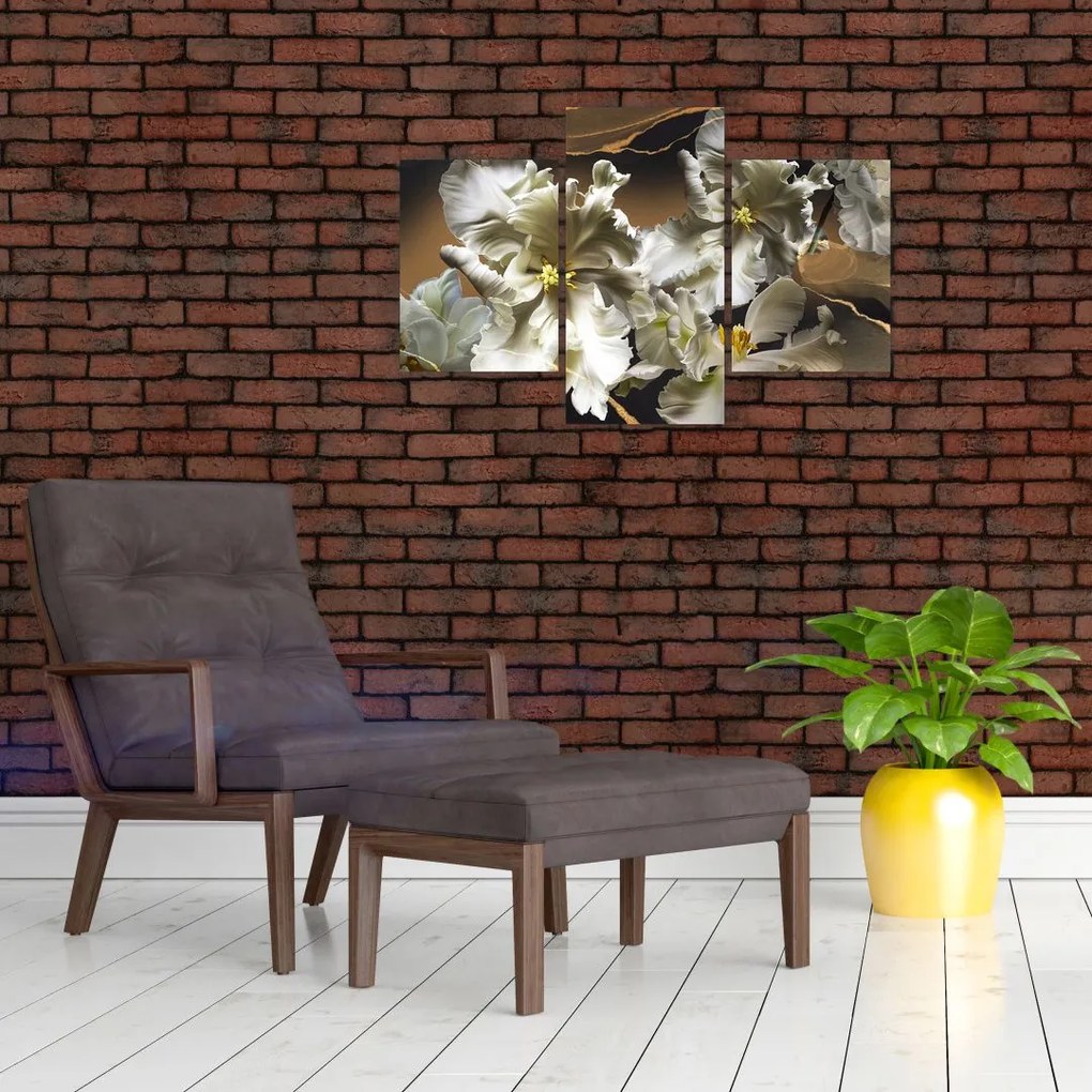 Tablou - Flori de orhidee pe fundal de marmură (90x60 cm)