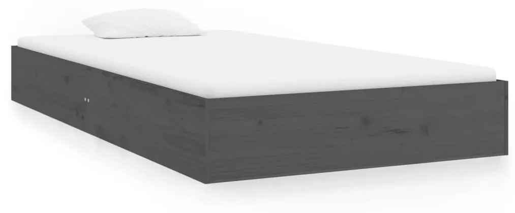 820059 vidaXL Cadru de pat, gri, 90x200 cm, lemn masiv