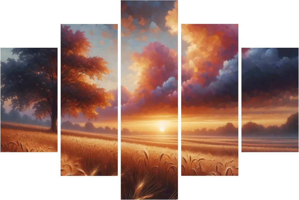 Tablou – Apus de soare pe câmp (150x105 cm)