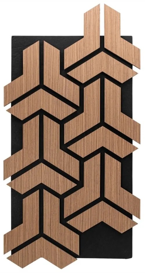 Panou riflaj acustic decorativ, MDF si pasla, AC7, 90x45x1.8cm, Stejar inchis