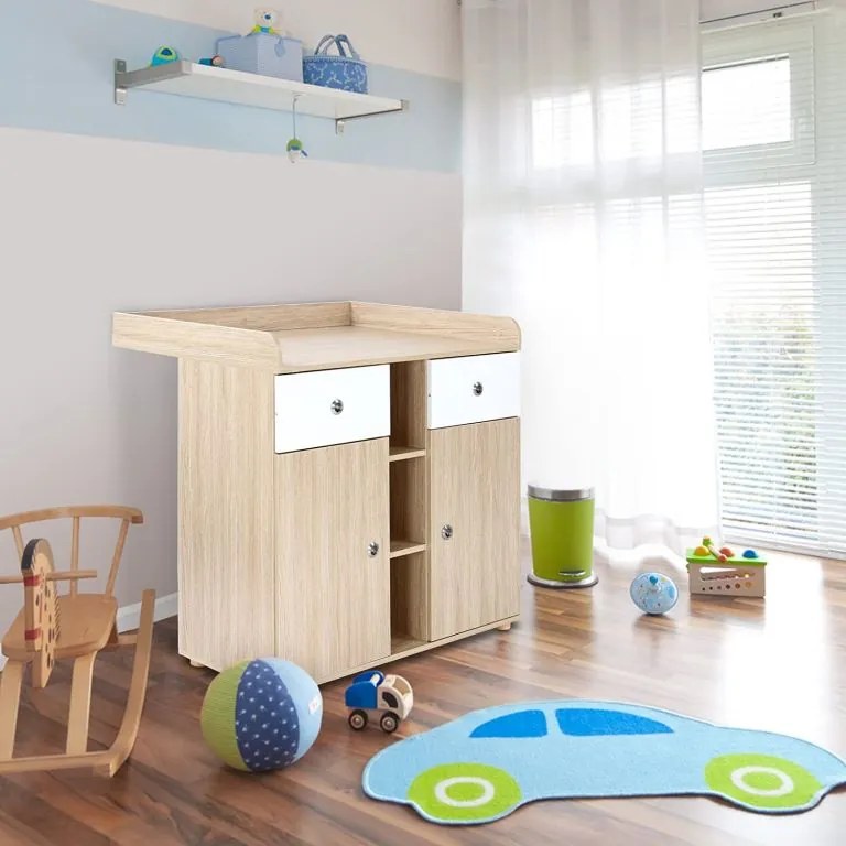 Masă de infasat bebe din stejar, 92 cm