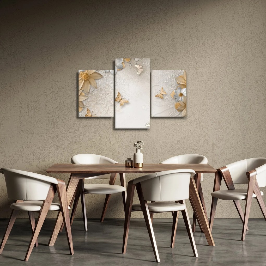 Tablou - Flori cu fluturi (90x60 cm)