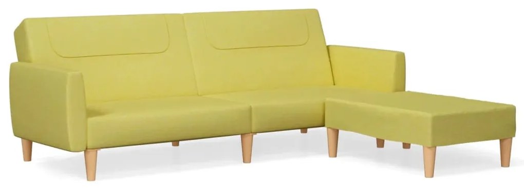 3080594 vidaXL Canapea extensibilă cu taburet, 2 locuri, verde, textil
