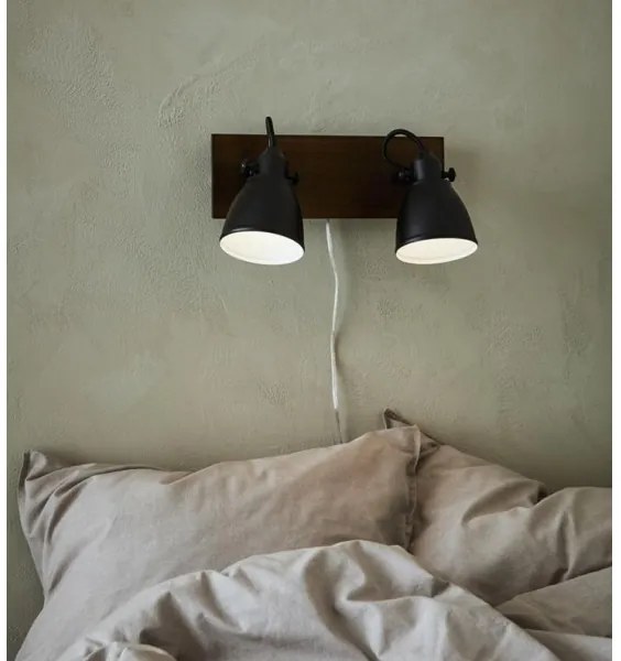 Spot de perete NATIVE 2xE14/18W/230V negru/lemn Markslöjd 108213