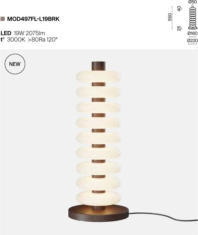 Lampadar, Lampa de podea LED metal maro, sticla Nuvem