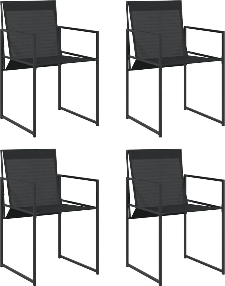 vidaXL Scaune de grădină, 4 buc., negru, oțel și textilenă