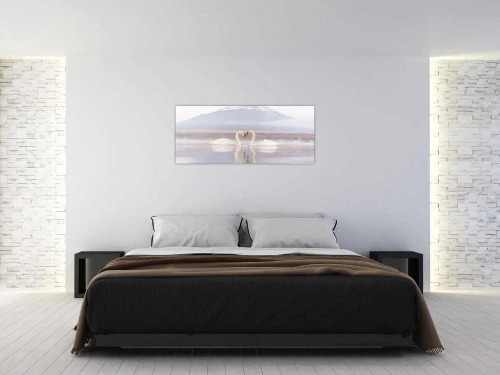 Tablou - Lebede îndrăgostite (120x50 cm)