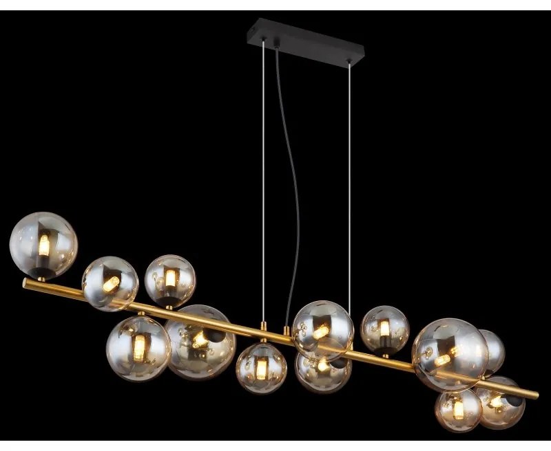 Lustra suspendata 13L design modern Riha negru, alama