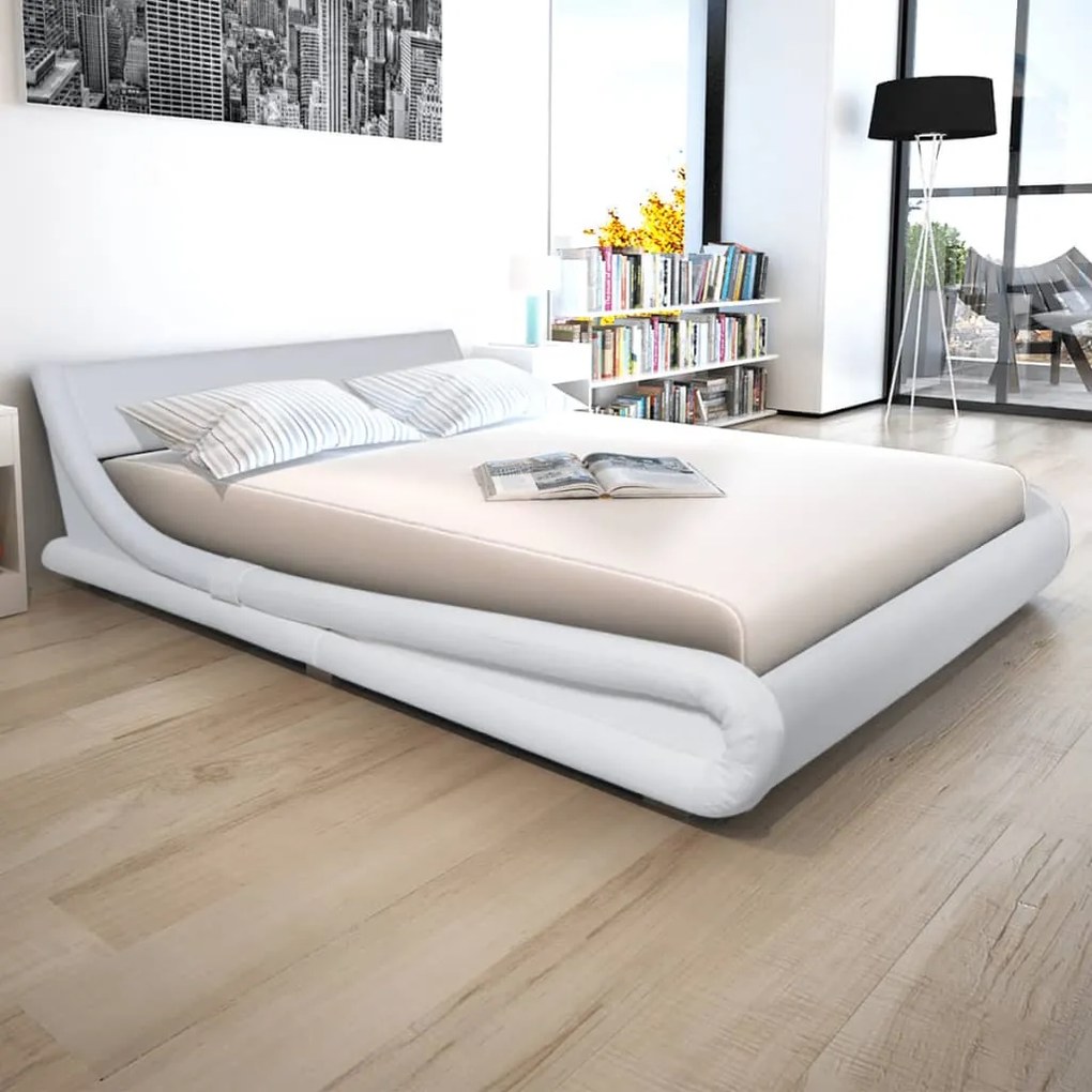 243361 vidaXL Cadru de pat din piele artificială, 160 x 200 cm, Alb