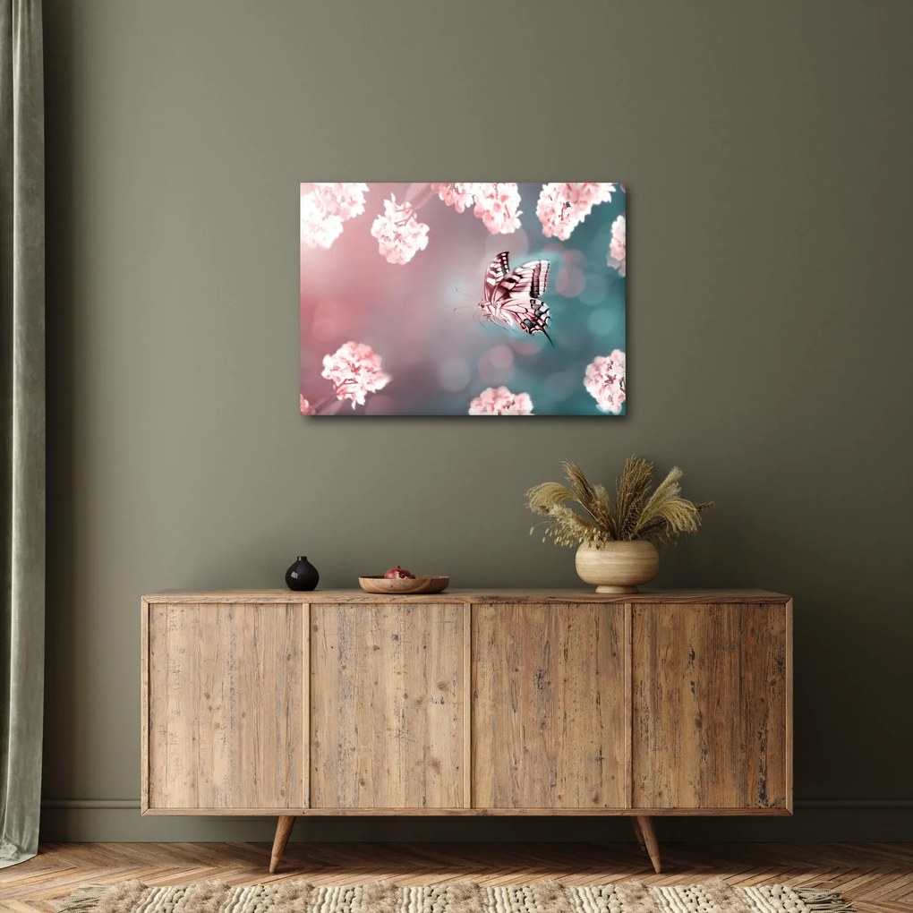 Tablou - Fluture între flori (70x50 cm)