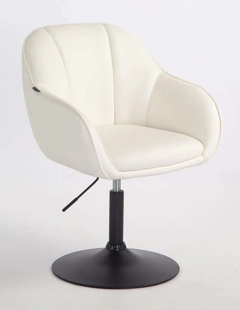 HR2055N Scaun Alb din Piele Ecologica cu Bază Neagră