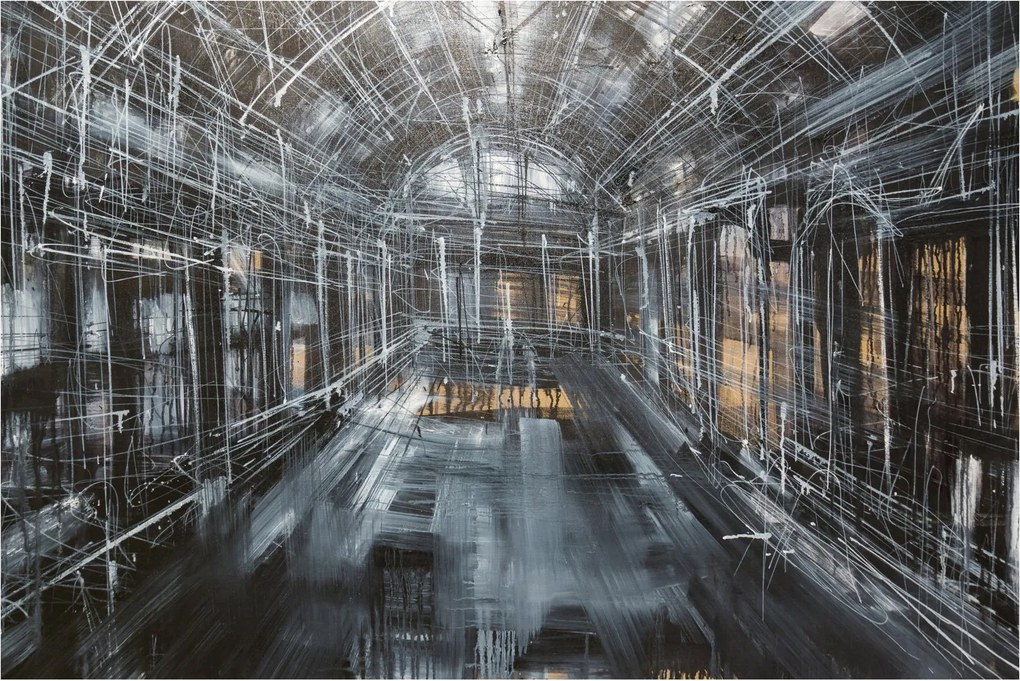 Tablou cu u interiorul clădirii vechi (90x60 cm)