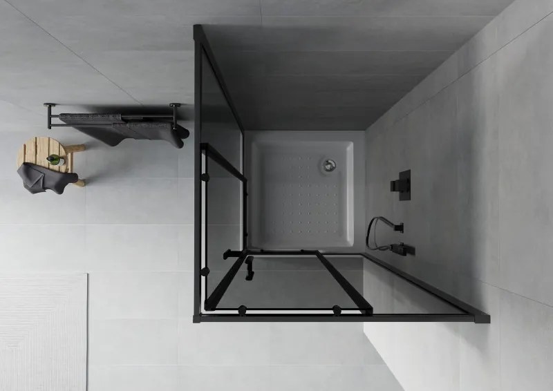 Mexen Rio cabina de duș pătrată 70 x 70 cm, grafit, neagră + cadă de duș, albă - 860-070-070-70-40-4510