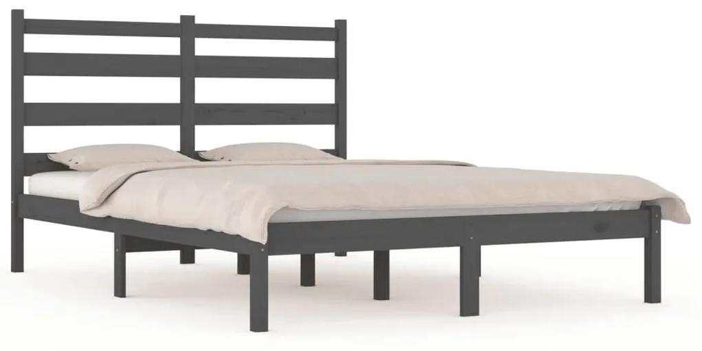 3103630 vidaXL Cadru de pat, gri, 140x190 cm, lemn masiv de pin