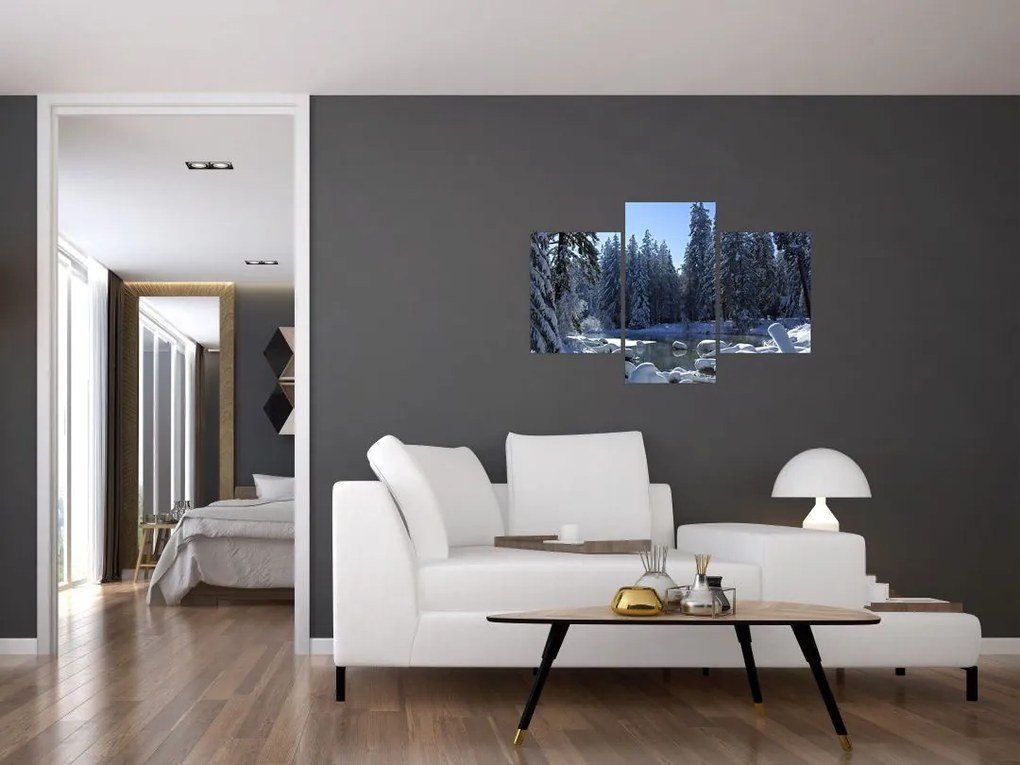 Tablou pădurii înzăpezite (90x60 cm)