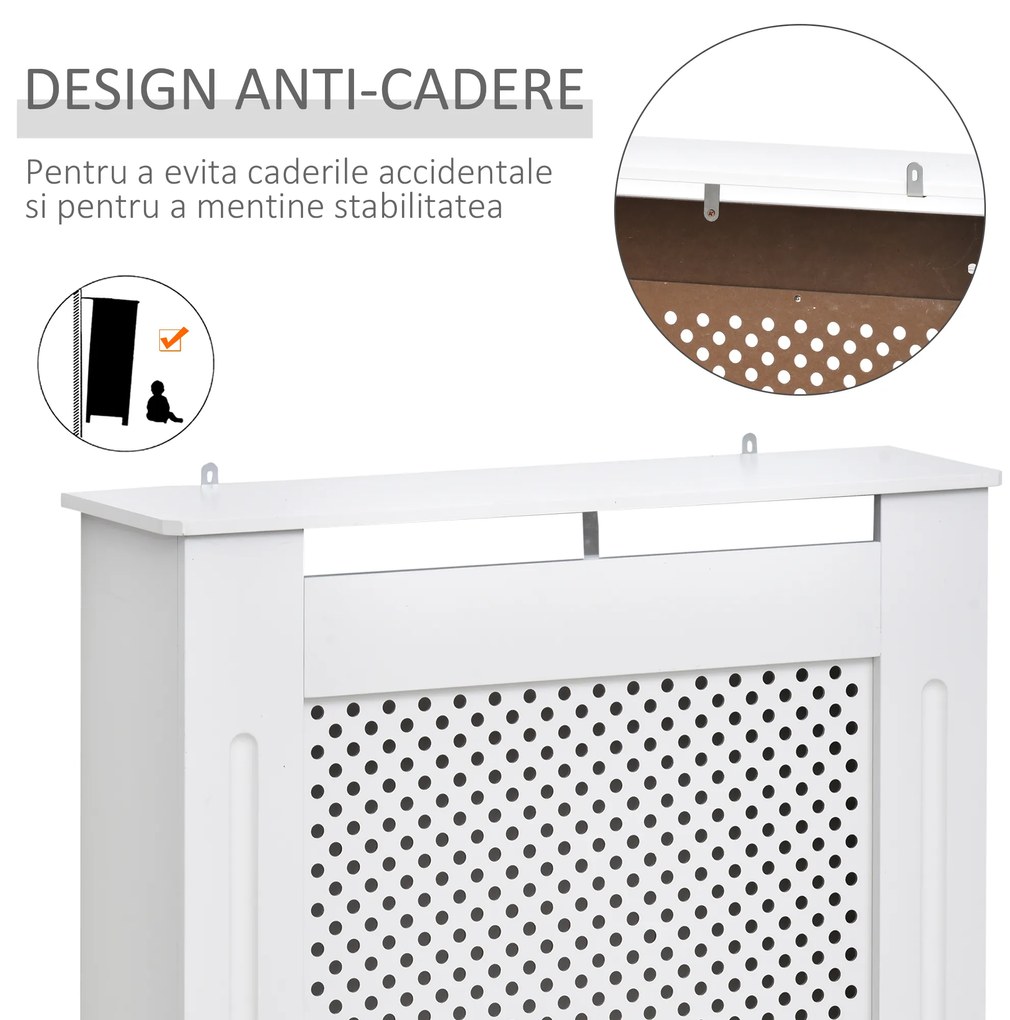 HOMCOM Carcasă Modernă pentru Calorifer din MDF Tip Grilă, 78x82x19 cm, Alb | Aosom Romania