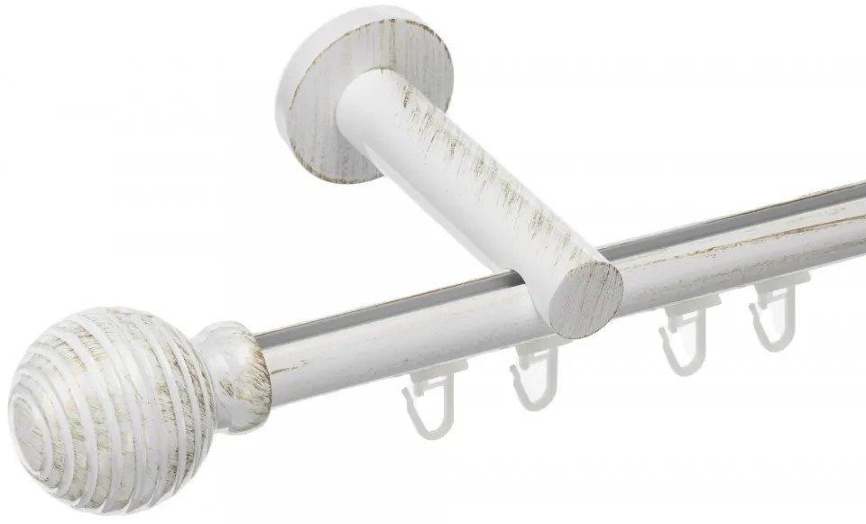 Galerie simpla profil Monaco 19 mm alb lucios antichizat (Alege marime: 320 cm)