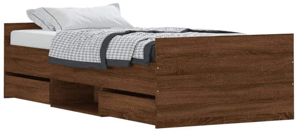 3203816 vidaXL Cadru de pat cu tăblie la cap/picioare, stejar maro, 90x190 cm