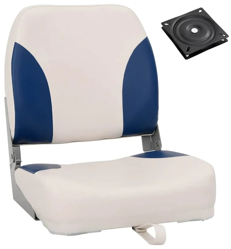vidaXL Set 1 scaun pliabil pentru barcă, cu pernă alb-albastru