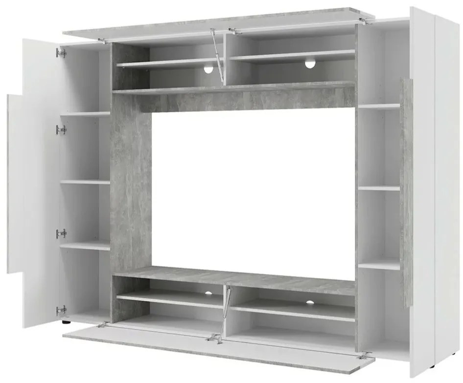Mobilier living Warsa (Alb + Alb lucios + beton). 1069342