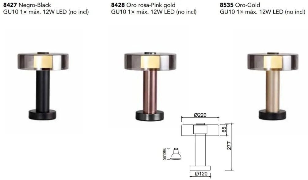 Veioza, Lampa de masa design modern Gin Small negru