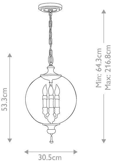Lustră pe lanț ARGENTO 3xE14/60W/230V Elstead FE-ARGENTO-P
