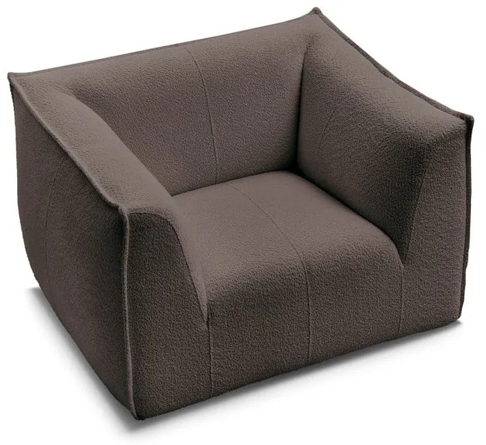 Fotoliu maro cu tapițerie din țesătură bouclé Giorgia – Bobochic Paris