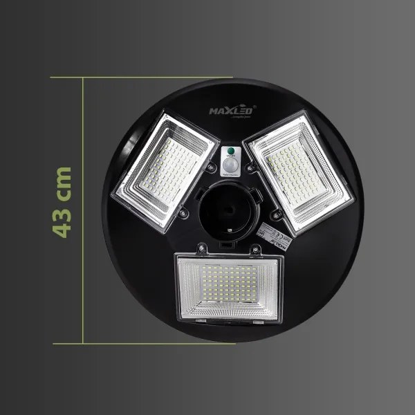 Lampă LED stradală solară cu senzor LED/15W/6V 6500K IP65 negru + telecomandă