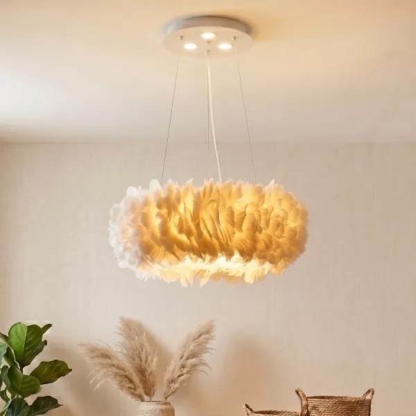 Brilagi - Lustru LED pe cablu FEATHER 3xE27/40W/230V + 3xLED/3W diam. 50 cm alb