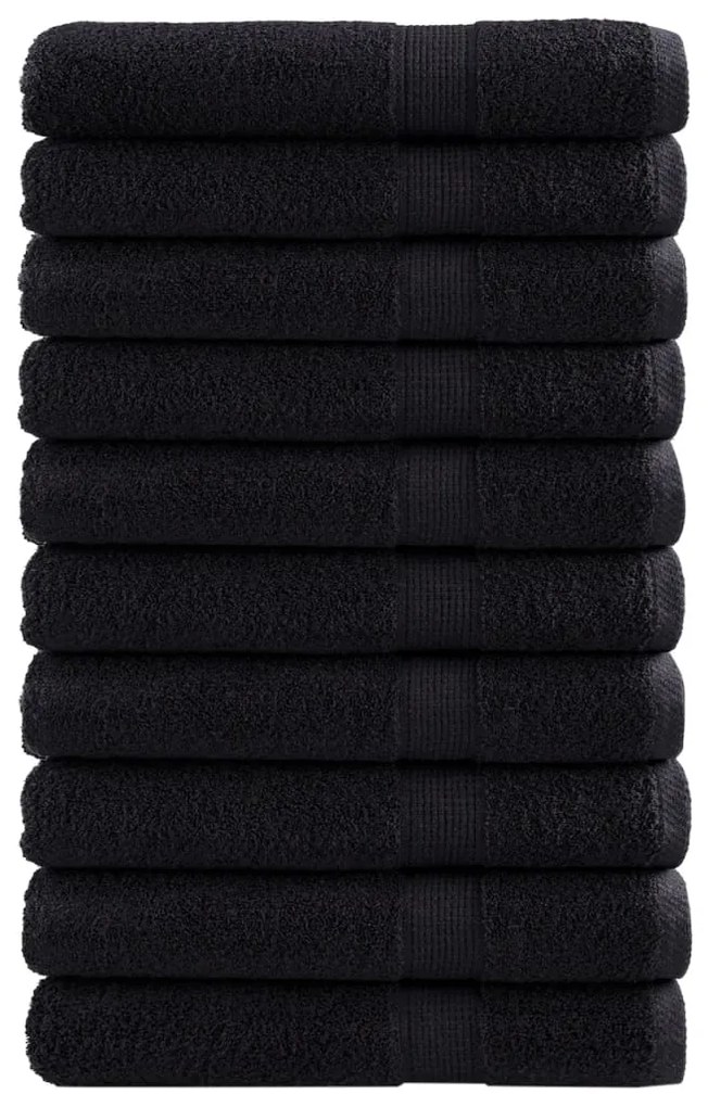 vidaXL Prosoape premium SOLUND 10 buc. negru 100x200 cm 600 gsm