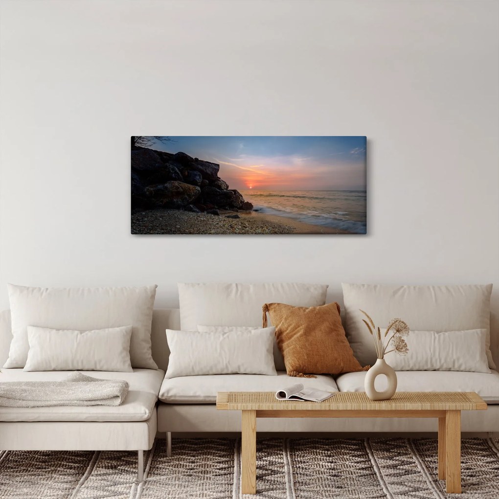 Tablou apusului de soare pe plajă (120x50 cm)