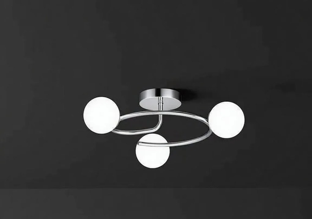 Lustră 6655-3 Crom, 3 Socluri E27, Design Modern, 540×540×240 mm