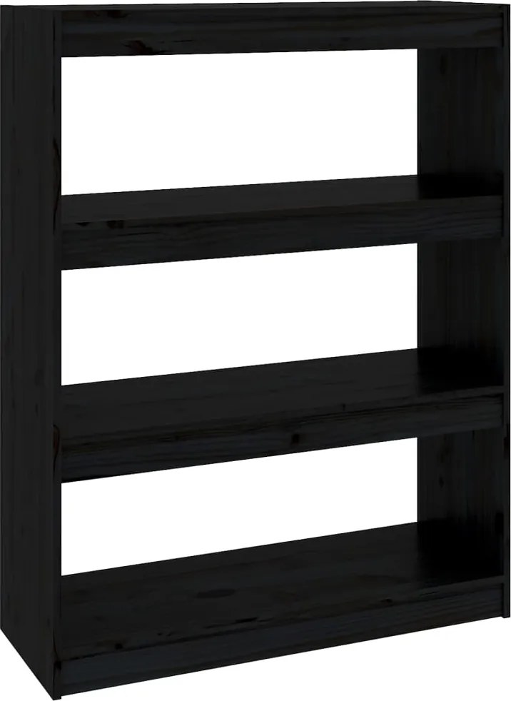 vidaXL Bibliotecă/Separator cameră negru 80x30x103,5 cm lemn masiv pin