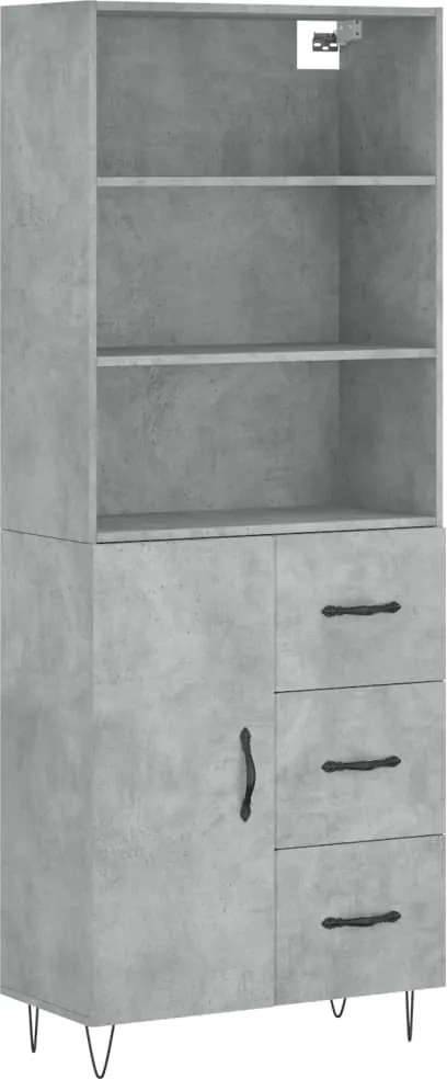 vidaXL Dulap înalt, gri beton, 69,5x34x180, lemn compozit